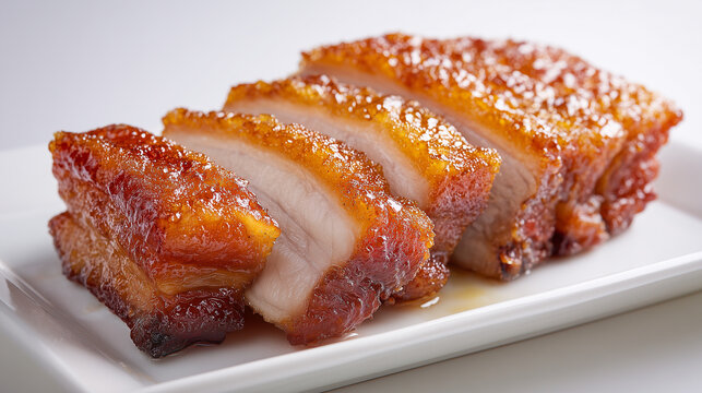 皮がパリパリに焼き上げられジューシーな肉質が食欲をそそる厚切りローストポーク