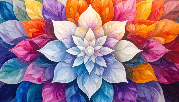 Vibrant Mandala Flower Art with Rainbow Colors.