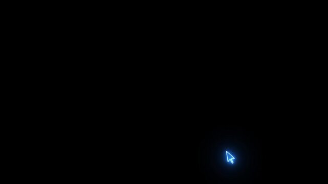 Computer mouse pointer arrow movement and interacting on screen. Alpha channel BLACK background