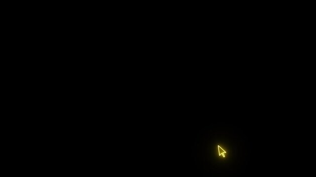 Computer mouse pointer arrow movement and interacting on screen. Alpha channel BLACK background
