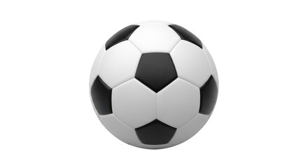 Fototapeta premium Classic black and white soccer ball with traditional pentagonal and hexagonal patterns isolated on transparent background png
