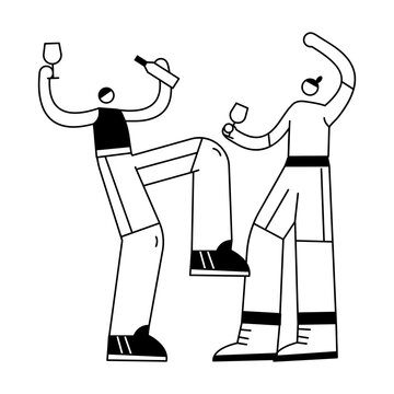 A sketchy illustration showing friends drinking together