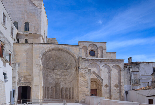 View of the Tomb of Rothari and the church of Santa Maria Maggiore in town of Monte sant'Angelo, in Apulia southern Italy. 