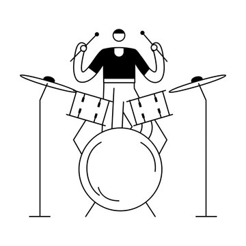 A hand drawn illustration showing a character playing drum