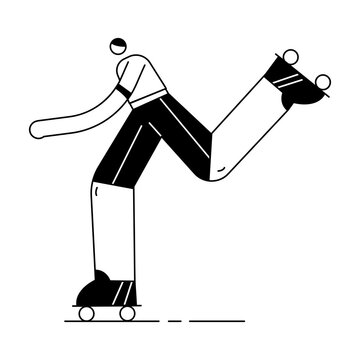 A hand drawn illustration showing a skating character