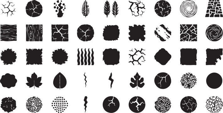 Set of various natural textures and abstract patterns for design background elements and decoration.