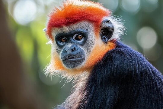 Color-changing monkey expressively displays vibrant hues based on emotions in a lively jungle environment