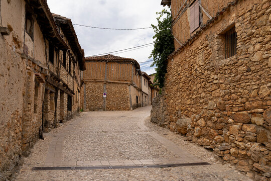 Calata&ntilde;azor old town street with medieval stone architecture