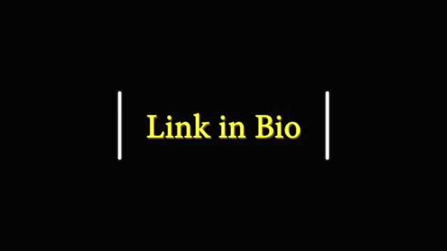 Animated text - link in bio in yellow neon profile social internet online