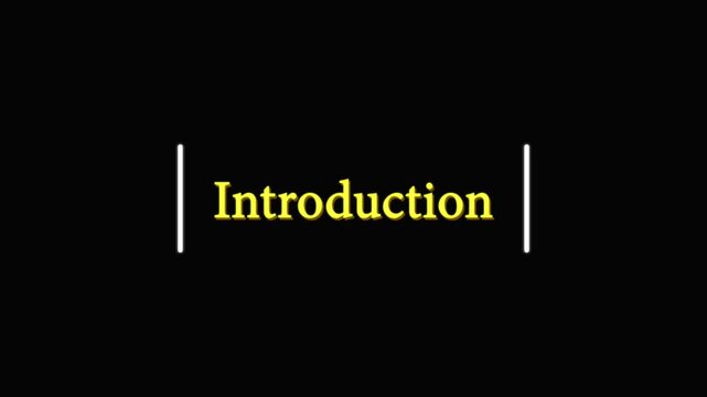 Introduction text animation with yellow text and white lines beginning start