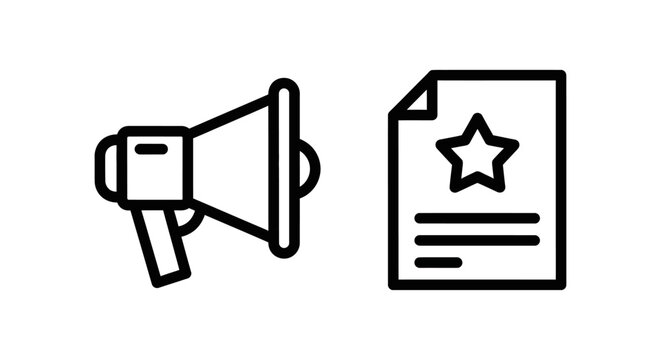 Casting call and casting notice icons with audition illustration megaphone announcement recruitment entertainment television opportunity document recruiting production performance