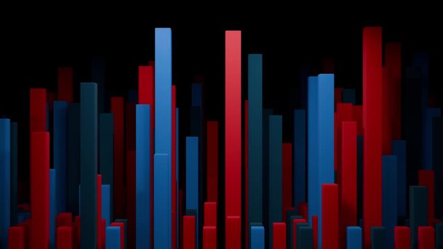 Abstract 3d Bar Chart Data Visualization with Red Blue and Green Bars on Black Background