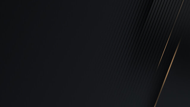 Abstract dark horizontal background with soft diagonal lines and subtle golden accents. Smooth gradient and minimal luxury style. Modern backdrop for business, finance, branding and corporate design.