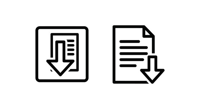 Subscription downgrade plan icons representing account reduction and service level decrease with downward arrow and document symbols downgrade document decrease reduction business subscription
