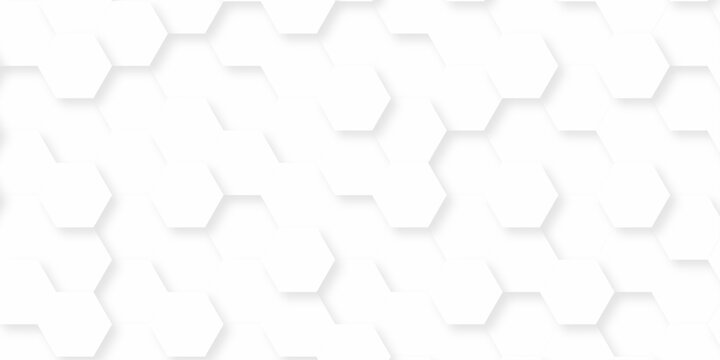 White web modern paper texture. digital structure grid tile seamless hexagon wall creative metal business wallpaper texture background.