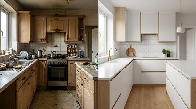 Comparison of Traditional and Modern Kitchen Designs Highlighting Material and Style Differences