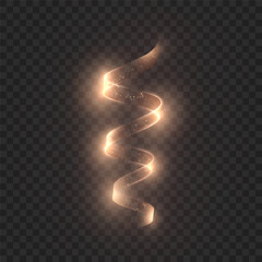 Obraz premium glowing confetti swirl with warm golden neon shimmer and soft sparkling light, isolated on transparent background. Vector party decoration element.