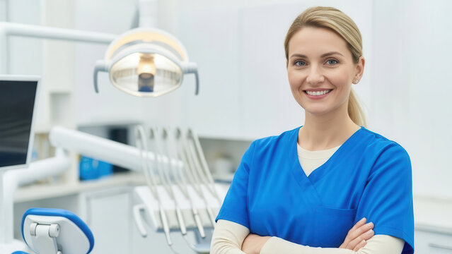 Female Dentist Smiling In Clinic