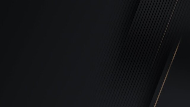 Abstract dark horizontal background with soft diagonal lines and subtle golden accents. Smooth gradient motion and seamless loop animation. Luxury business backdrop for finance, branding, corporate 