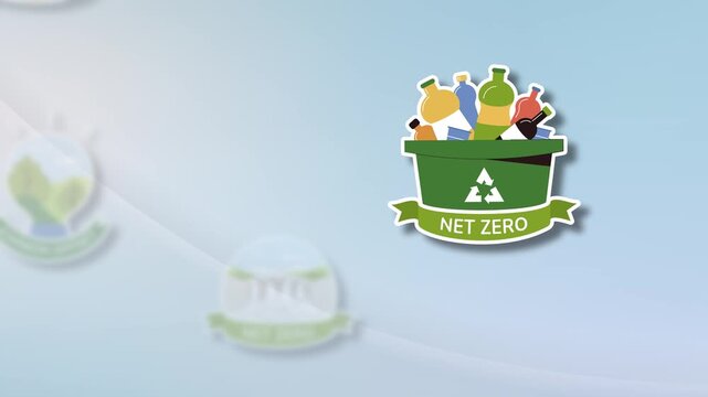 Recycling and nature video icons highlighting waste reduction through a professional zoom reveal, leaving a bright area for text info
