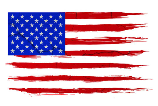 American flag painted on transparent background. Watercolor flag of America. USA flag. Distressed USA flags. Clip art. Only commercial use	
