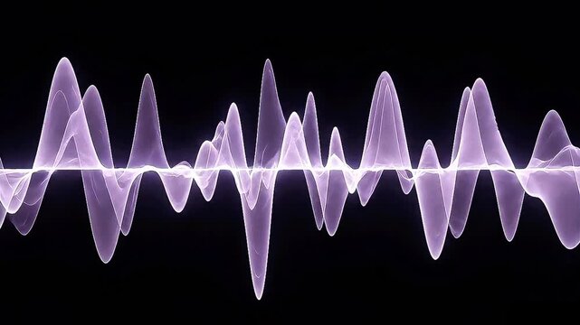 Futuristic Digital Sound Wave Visualization with Neon Purple Light Effects 