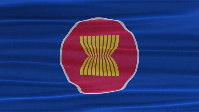 Asean flag waving in the wind with high quality fabric texture