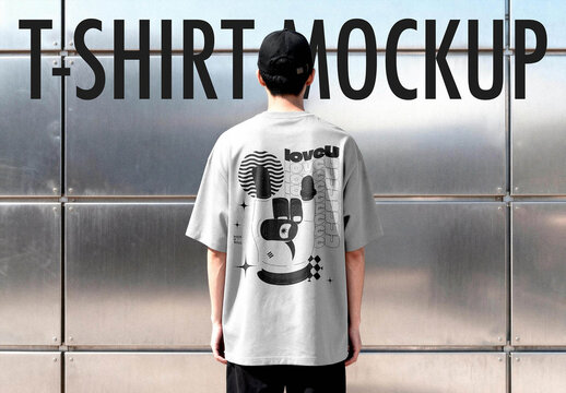 Streetwear T-Shirt Mockup Back View