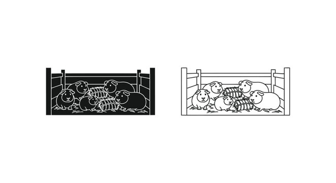 Sheep Pen Designs: Sketch Plans for Livestock Enclosures Vector