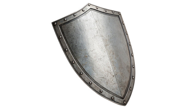 Metal shield isolated on transparent background cut out