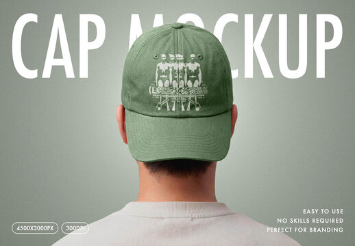 Back View Cap Mockup with Embroidery