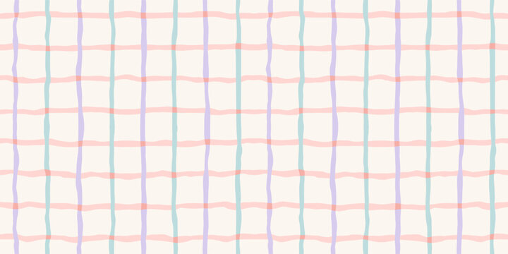 Seamless Gingham Pattern with Modern Check Design. Vector Hand Drawn Plaid Tablecloth Background In Checker Patel Grid for Textile, Wallpaper, Packaging, Graphic Design