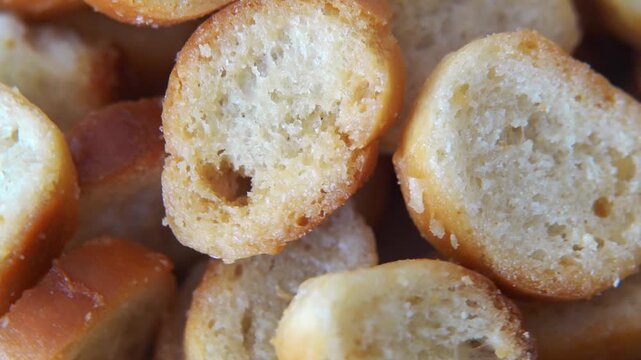 croutons are shown in close up