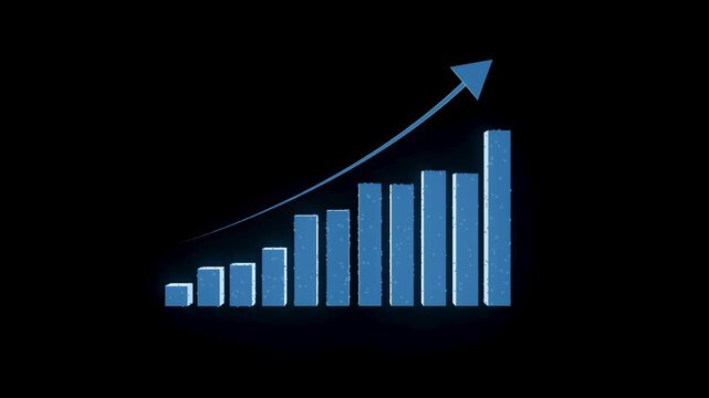 Growth chart shows clear upward trend over time in business or financial market analytics.