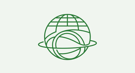 Green illustration of planet and rings in space © Byone