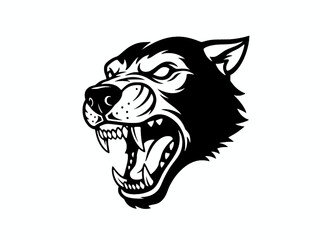 Fototapeta premium Angry Wolf Head Mascot Snarling with Sharp Teeth Vector