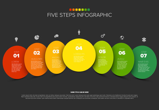 Colorful Horizontal Step Infographic Template with Seven Stages