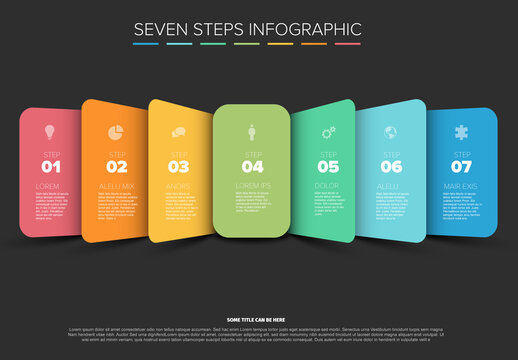 Colorful Seven Steps Infographic Template on Dark Background
