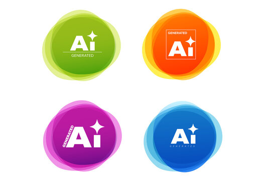 Artificial Intelligence AI Generated Badge Set in Colorful Liquid Shapes