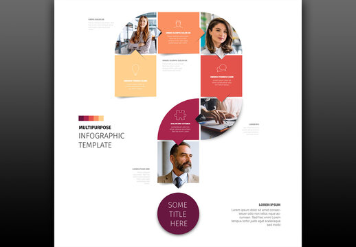 Business Question Mark Infographic Template with Photo Placeholders