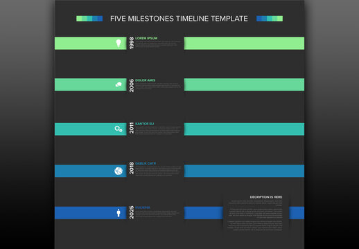 Five Milestones Horizontal Timeline Infographic Template