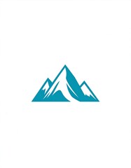 Fototapeta premium Turquoise, minimalist mountain range icon against a white background