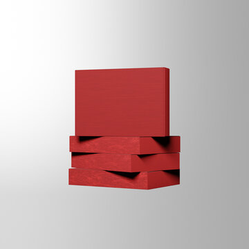 A blank 3d red gift box isolated on a white background as a vector illustration element for web banner design and business packaging template