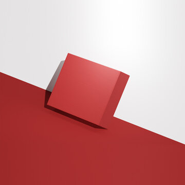 A blank 3d red gift box isolated on a white background as a vector illustration element for web banner design and business packaging template