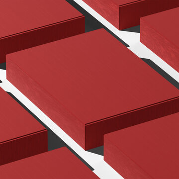 A blank 3d red gift box isolated on a white background as a vector illustration element for web banner design and business packaging template