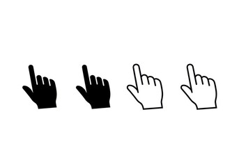 Obraz premium Four hands pointing in different directions, isolated on white background