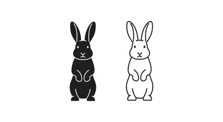 Obraz premium Easter Bunnies: Black and White Rabbit Icons Vector