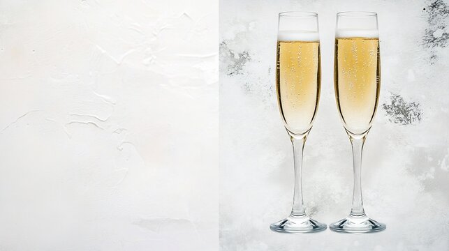 Wedding Card featuring a pair of champagne glasses on the right side with an open space area on the left side for wedding wishes