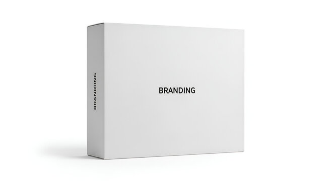 Blank white box or packaging mockup with subtle shadow, clean design for product launch or branding concepts, studio shot