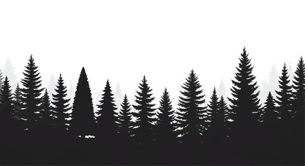Obraz premium Forest Panorama view. Nature landscape. Forest silhouette. Forest background. Vector illustration. 